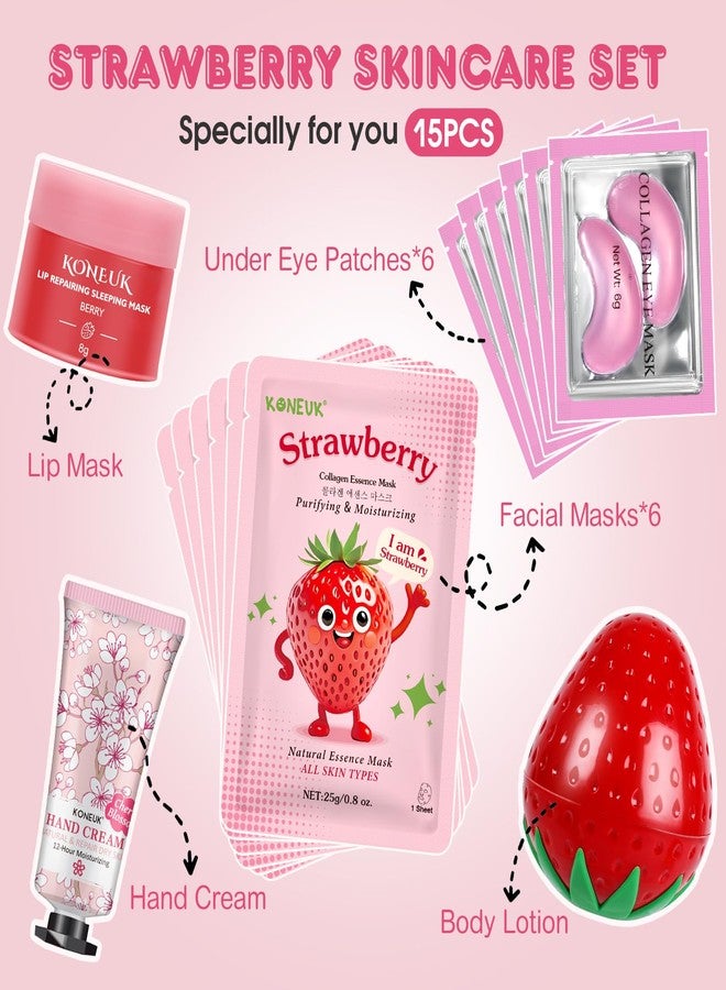 KONEUK 15 PACK Skincare Gift Set for Teen Girls, Travel Kit & Stocking Stuffers with Under Eye Patches, Facial Masks, Hand Cream, Lip Mask, Body Lotions, Christmas Gifts for Kids, Women & Mothers Day - Image 2